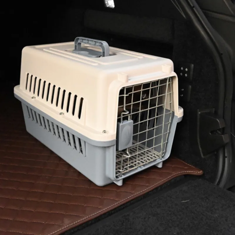 Durable Pet Carry Cage Tray Portable Plastic Travel Box Outdoor Airline Pet Cage