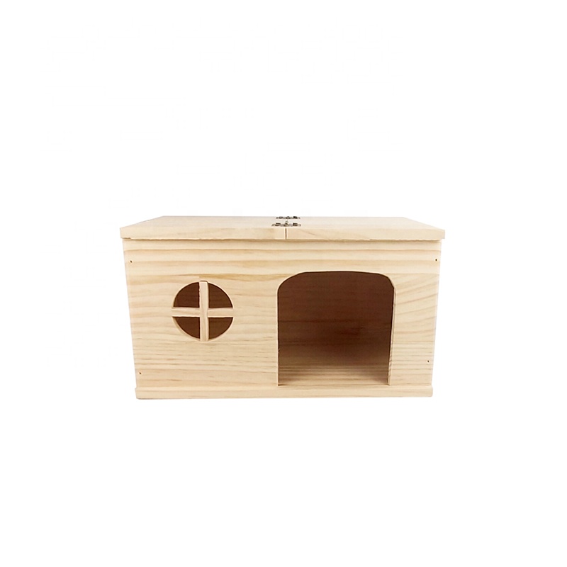 Custom Pet Rabbit Wood House Hamster Cage House With Window Small Animal Cages Chinchilla and Guinea Pig Housels