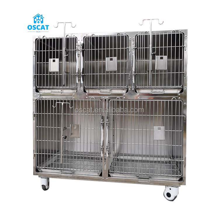 OSCAT Most Affordable Price Veterinary Instrument Durable Vet 5 Door Cage Veterinary Hospital Cage Sets