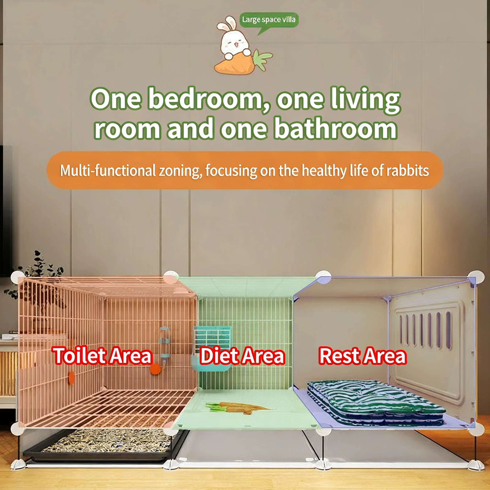 Oversized Dutch Pig Guinea Pig Dwarf Rabbit Cage Solid Pattern Anti-Splash Urine Toilet Simple Plastic House for Small Animals