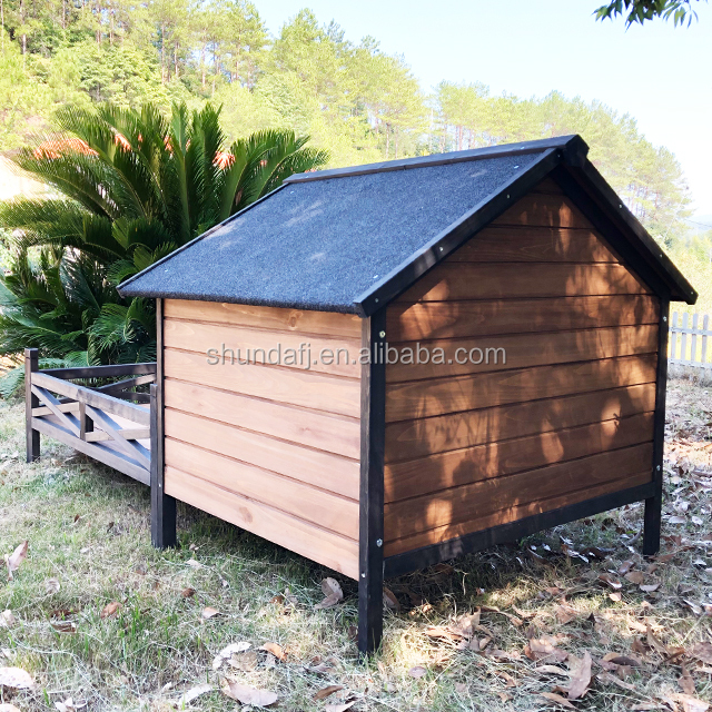 SHUNDA SDD010 Luxury Eco-Friendly Wooden Pet Villa Dog House Classic Style Waterproof Outdoor Kennel Elevated Floor Design