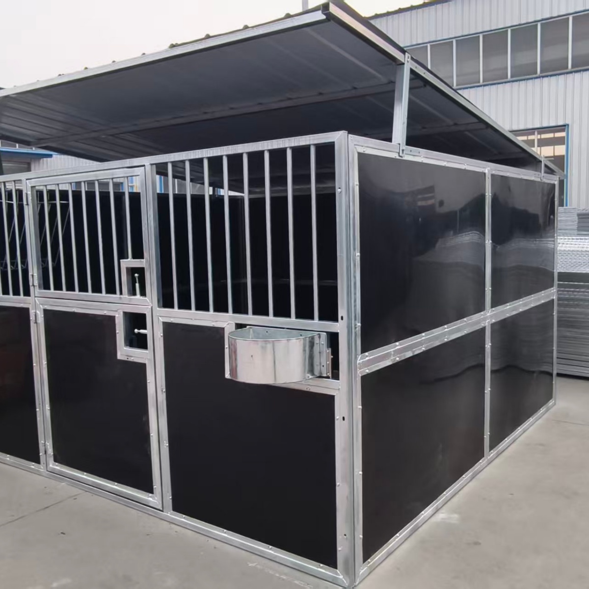 Steel Horse Stables With Roof Supply Outdoor Portable Horse Stall Panels Hinged Door