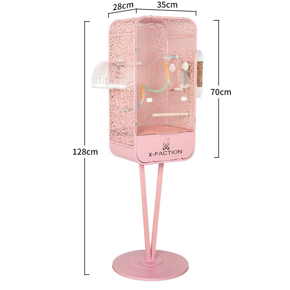 Modern Metal Breathable Simple Bird Cage with Button Closure Acrylic Front Easy to Clean Removable Tray Stand