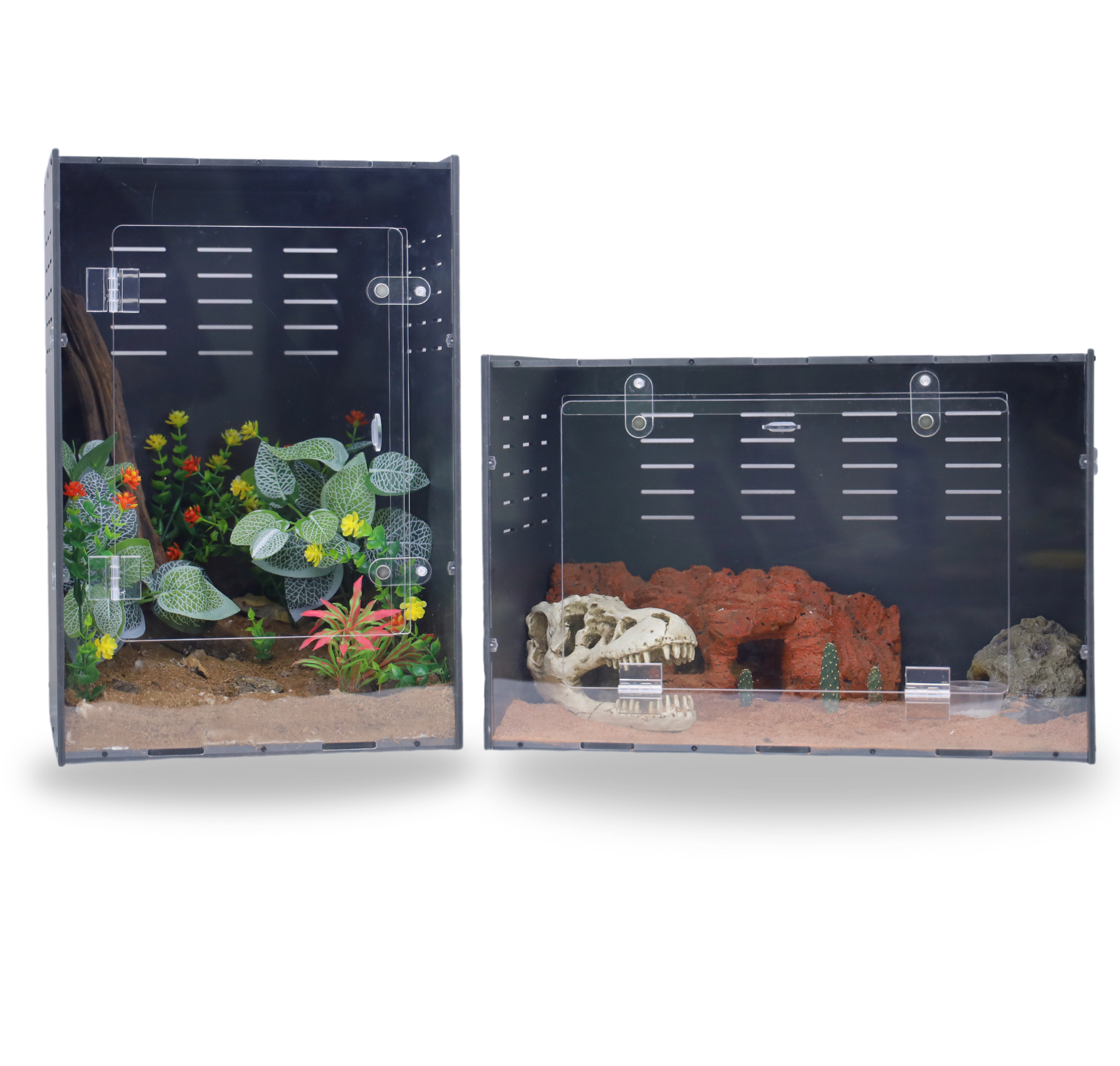 Wholesale Customizable Classic Terrarium Reptile Enclosure PVC With Black Acrylic Door Box Packing