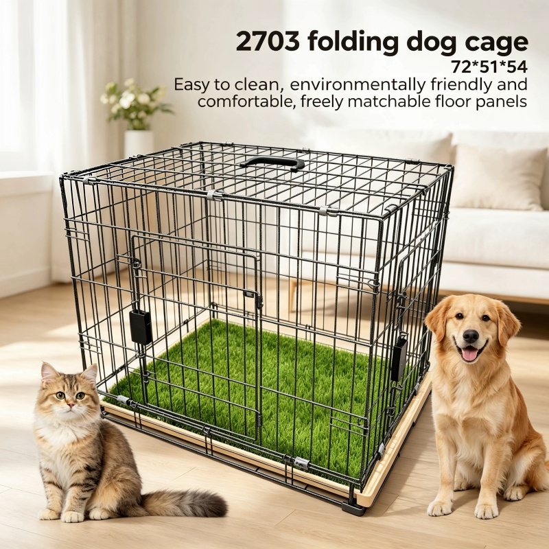 Modern Multisize Collapsible Iron &amp; Plastic Pet Cage with Sturdy Structure Easy Assembly Storage for Living Room