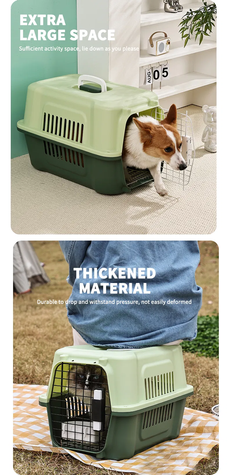 High Quality Foldable Plastic Pet Transport Box Airline Approved Dog Cat Carrier Portable Travel Cage