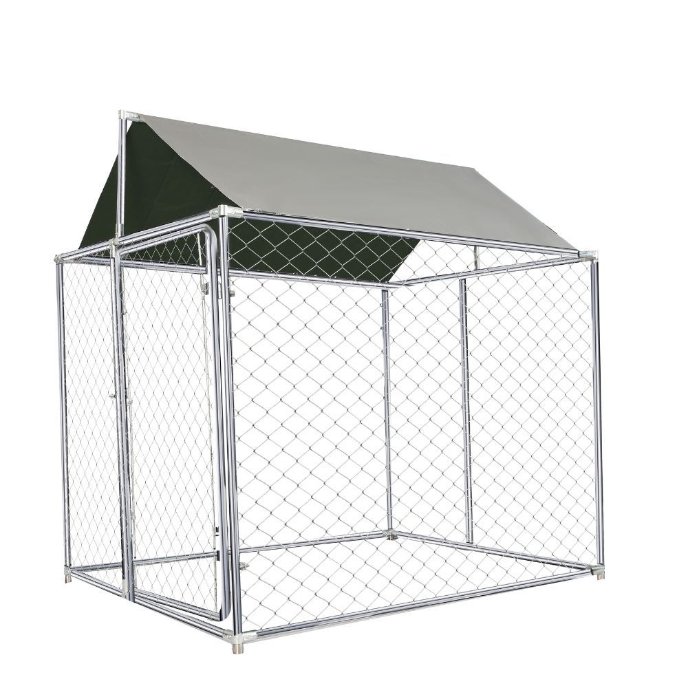 Factory Direct Custom Galvanized Steel Dog Kennel 2x2x2m Large Outdoor Dog Kennels with Waterproof Cover
