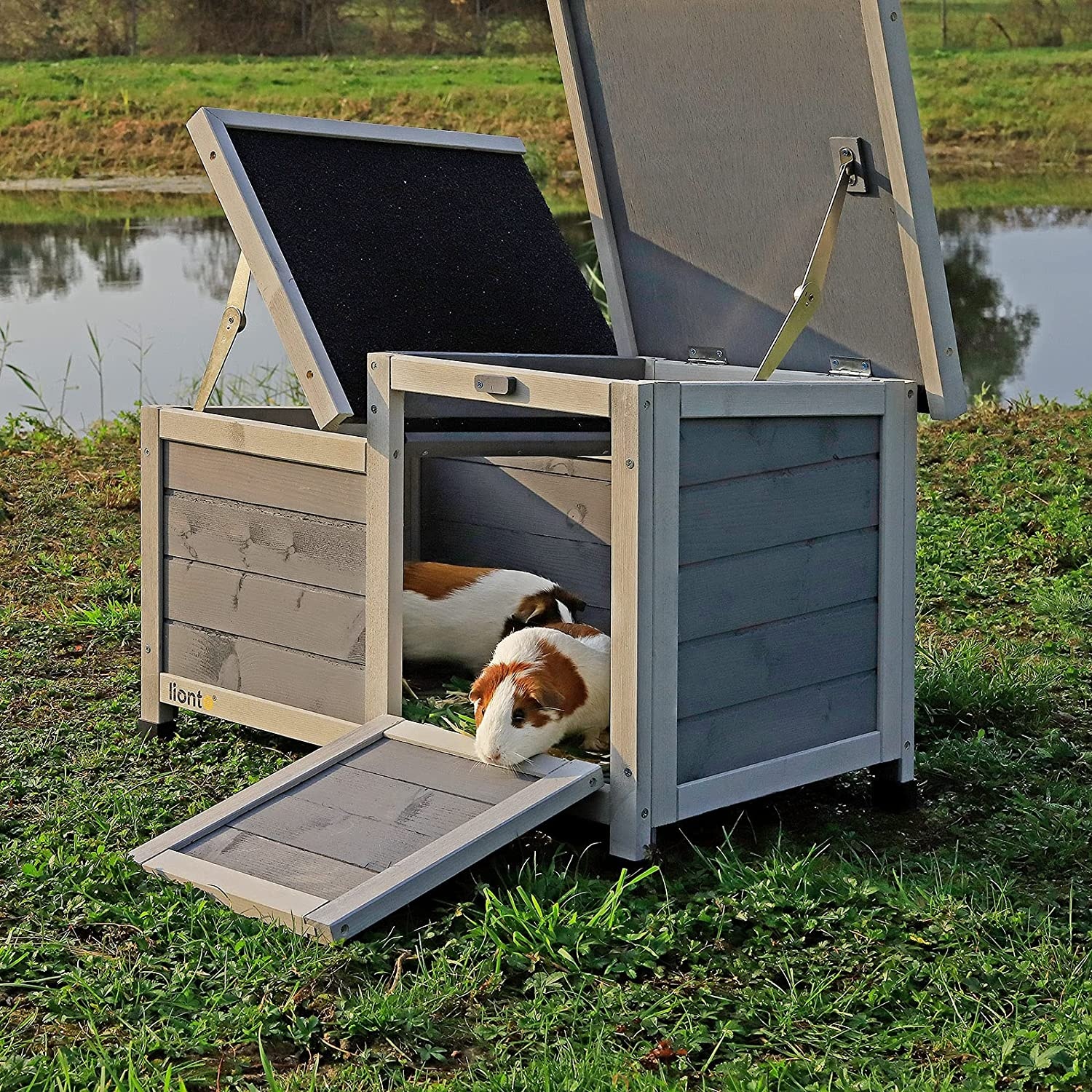 Lionto Wooden Rabbit Hutch Small Animal House Rodent House