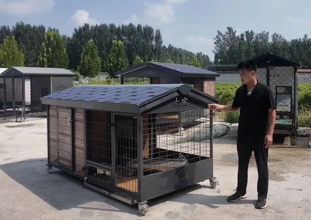 Spacious Modern Outdoor Waterproof Puppy House Kennel Large Dog Cage - Front elevation