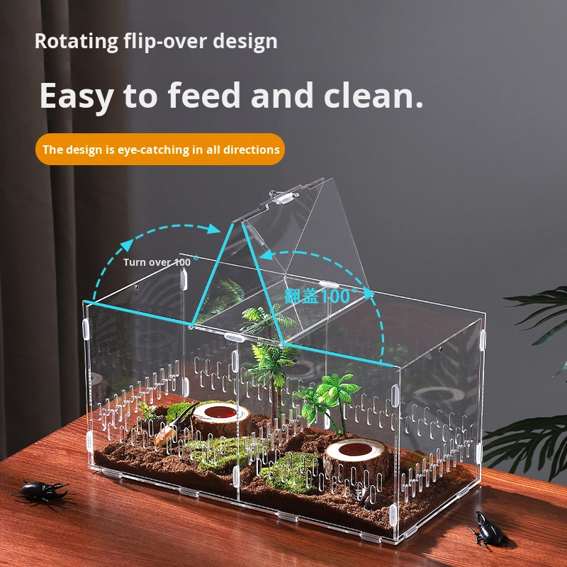 Modern Acrylic Reptile Breeding Box Transparent Pet Mantis Cricket Snake Unicorn Beetle Snail Hermit Crab Assembly Enclosure