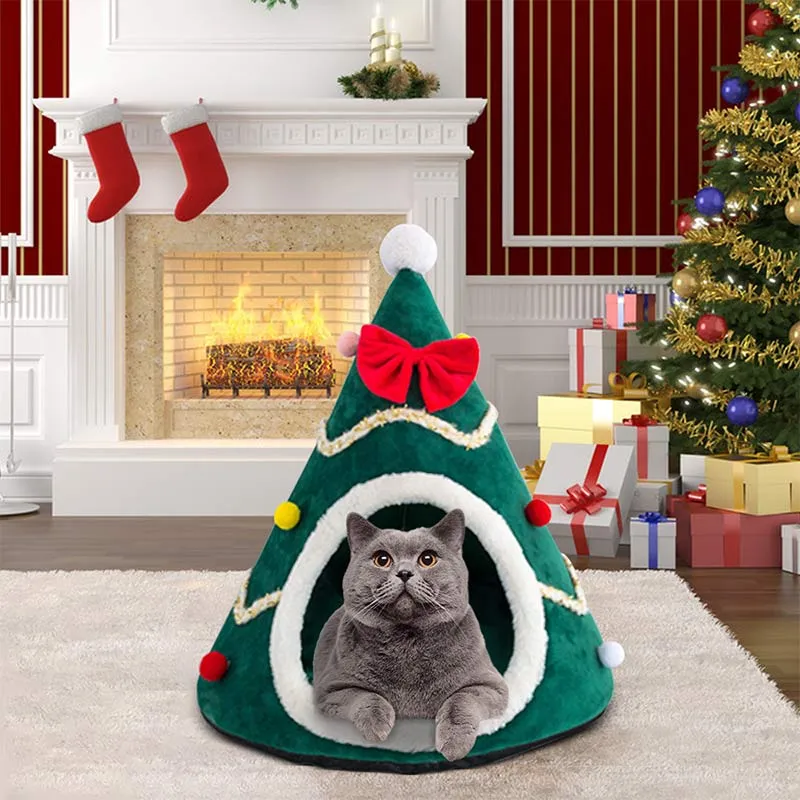 Winter Warm Soft Comfortable Christmas Cozy Nesk Bed Cat House Pet for Small Dogs