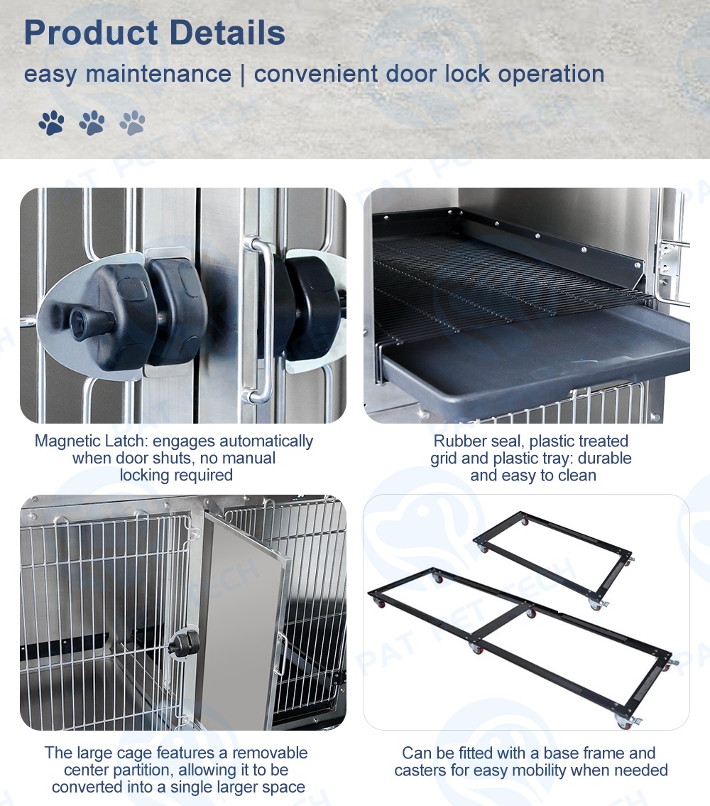 MOQ 1 in Stock Pet Cages &amp; Houses Dog Cat Cage Kennel Stainless Steel Indoor Medium Large Small Pet Cage