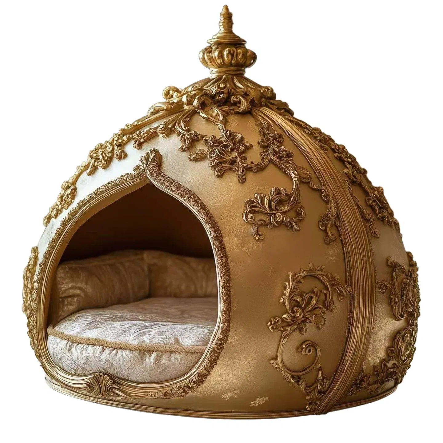 Luxury Handmade Castle Cat House with Pearl Decor, Royal Pet Palace for Indoor Cats, Premium Cat Furniture &amp; Bed