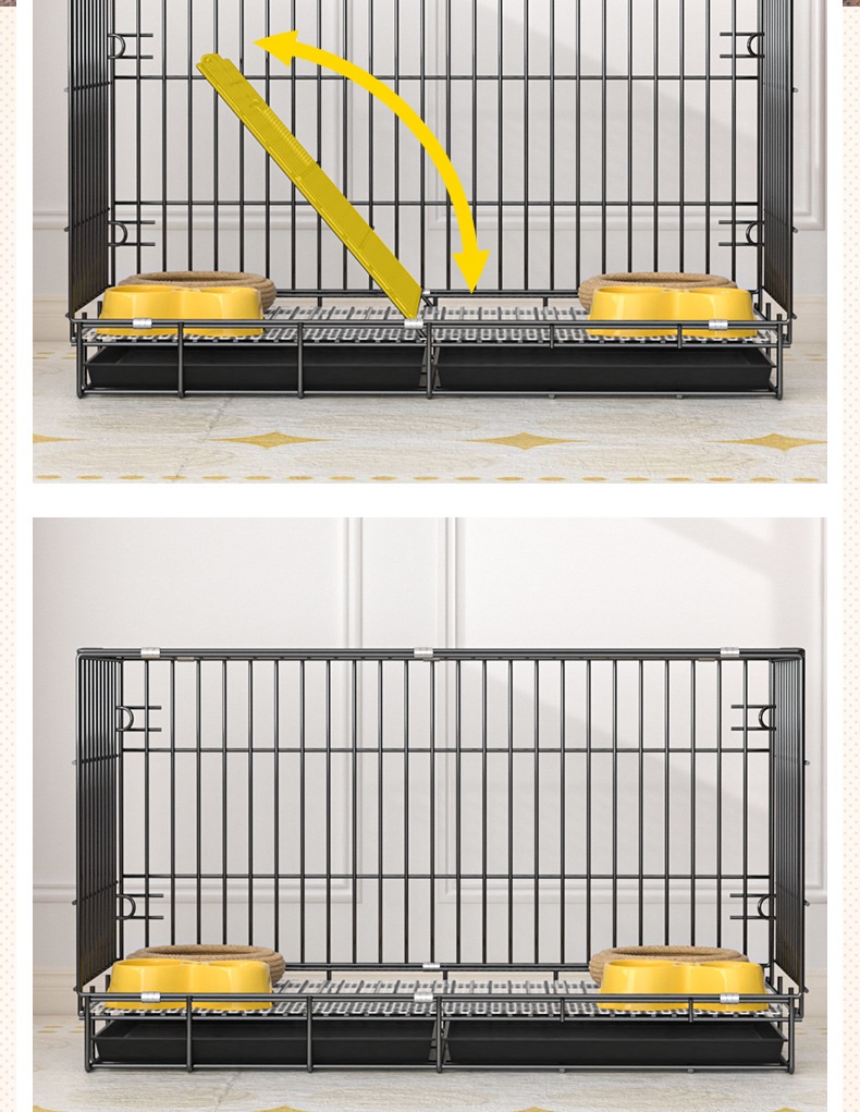 Wholesale Large Outdoor Folding Pet Dog Cage Durable Black Metal with Snap Button Closure Breathable and Solid Pattern