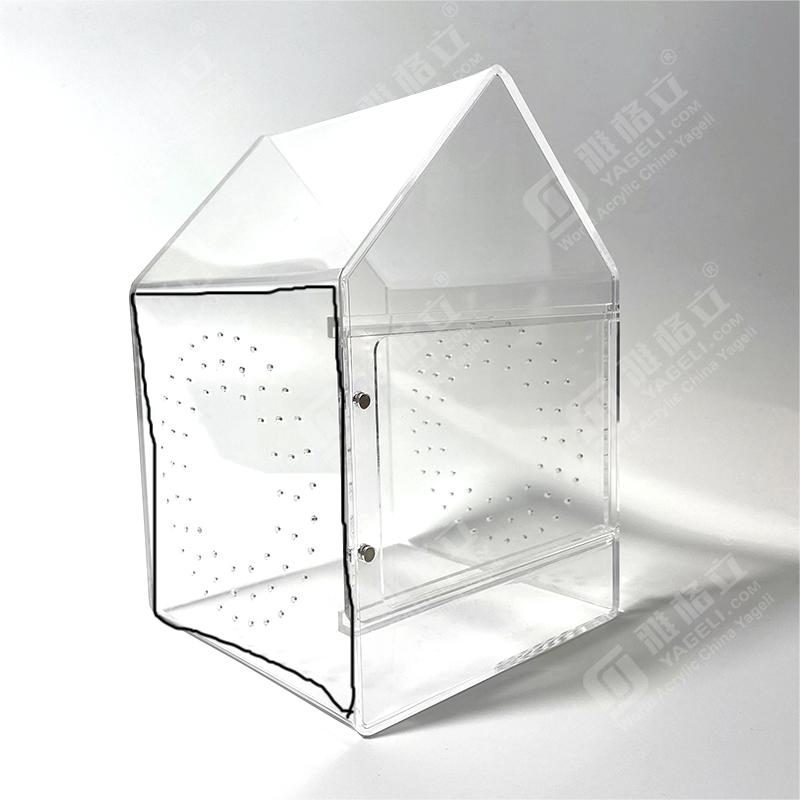 Custom Jumping Spider Enclosure Clear House Shape Acrylic Reptile Spider Box Enclosure