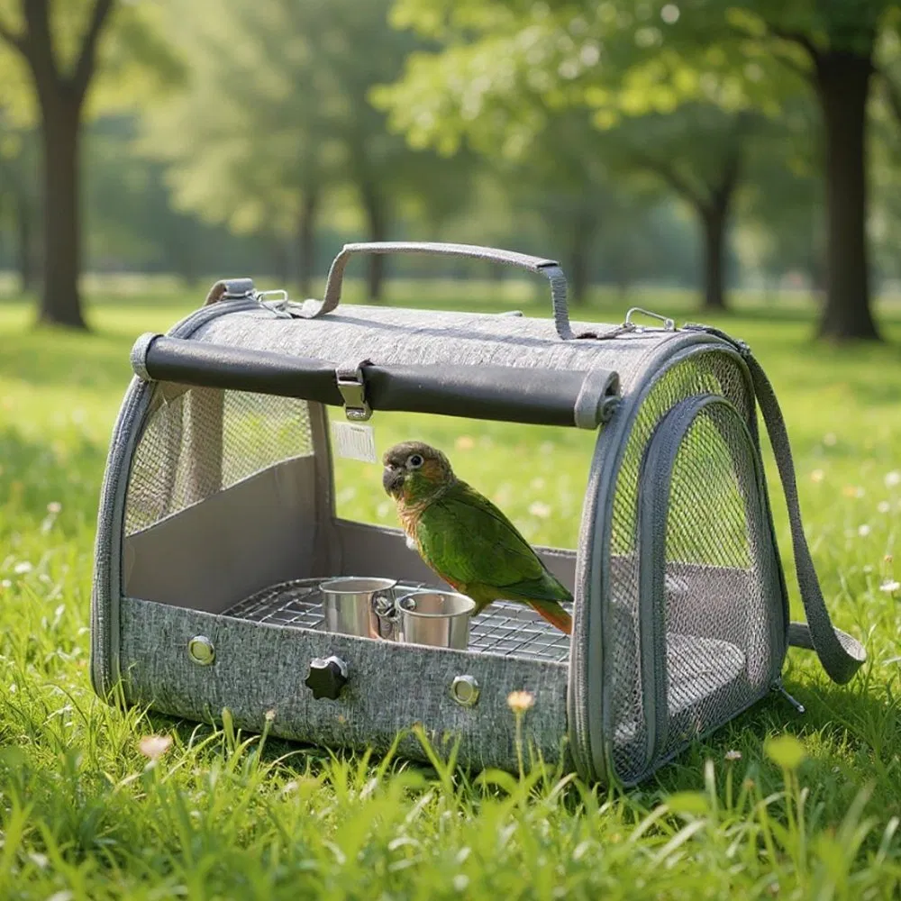 Airline Approved Bird Travel Carrier Breathable Mesh Transparent Parrot Portable Cage