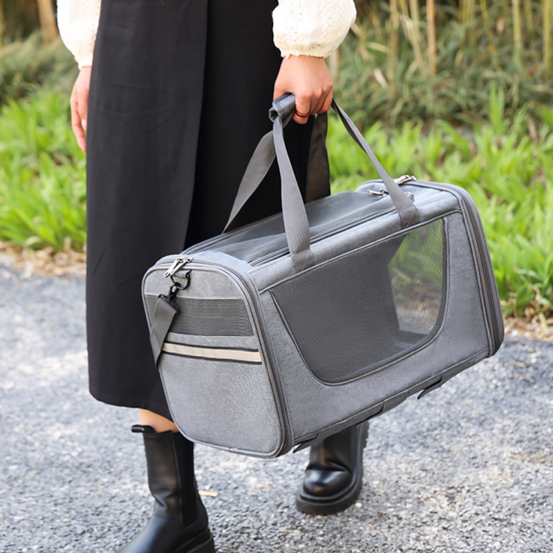 Pet Carrying Bag Soft-Sided Oxford Cloth Iron Solid Rolling Carrier for Dogs Cats Agate Red Gentleman's Grey Noble Blue