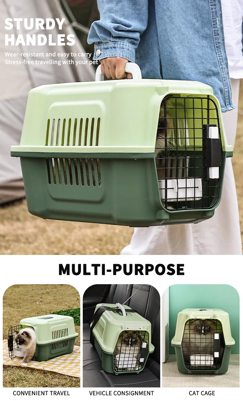 High Quality Foldable Plastic Pet Transport Box Airline Approved Dog Cat Carrier Portable Travel Cage