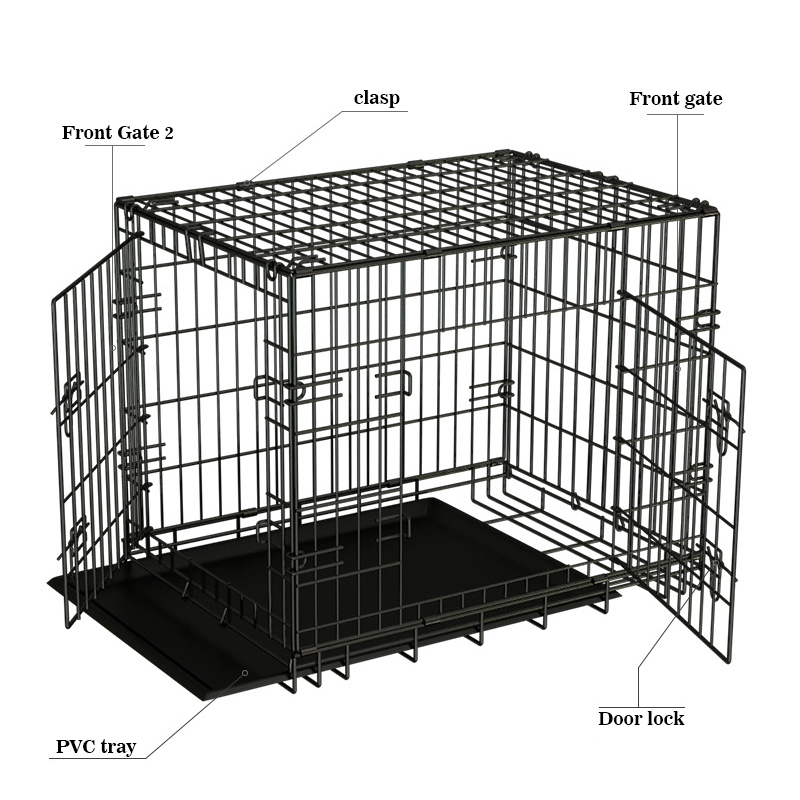 Custom Dog Crate Wholesale Dog Kennel Buy Animal Cage Double Door Folding Metal Stackable Dog Cage Training Pet Behavior