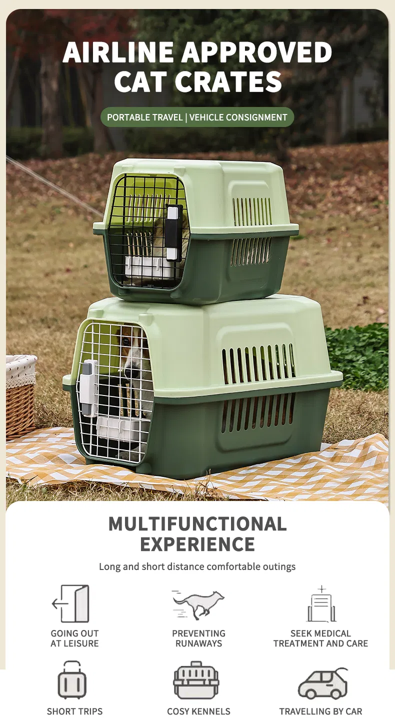 High Quality Foldable Plastic Pet Transport Box Airline Approved Dog Cat Carrier Portable Travel Cage