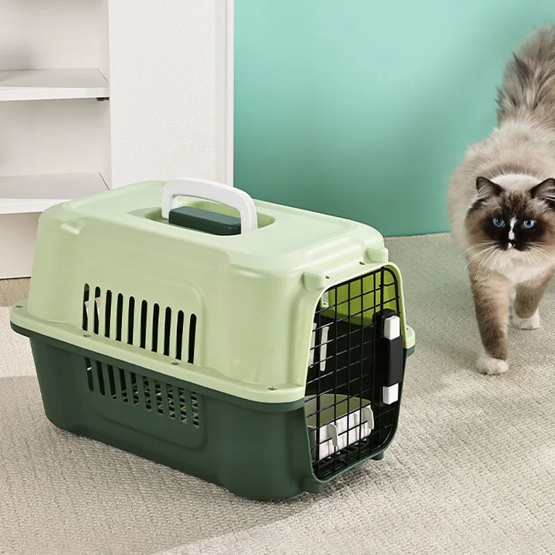 High Quality Foldable Plastic Pet Transport Box Airline Approved Dog Cat Carrier Portable Travel Cage