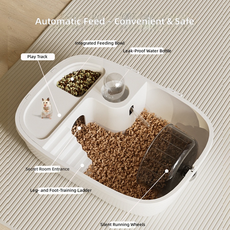 Big Space Hamster House Villa Multi-function Hideaway Enclosure for Dwarf &amp; Syrian Hamster Easy Clean Small Animal Cage