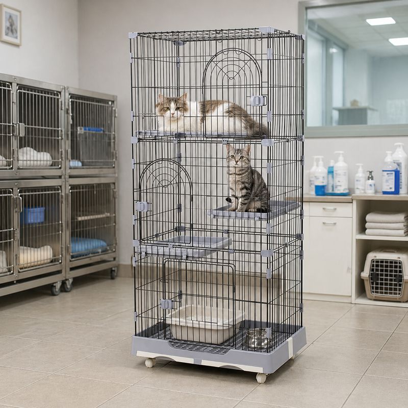 Easy Clean Cat Cage With Removable Tray for Daily Indoor Pet Care