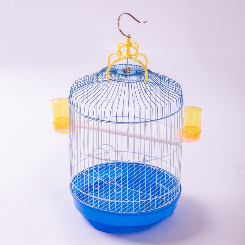 Small Bird Cage Parrots Pigeons Cage White Blue Yellow Pet House Plastic Cage Crate Enclosure with Easy Clean Tray for Birds