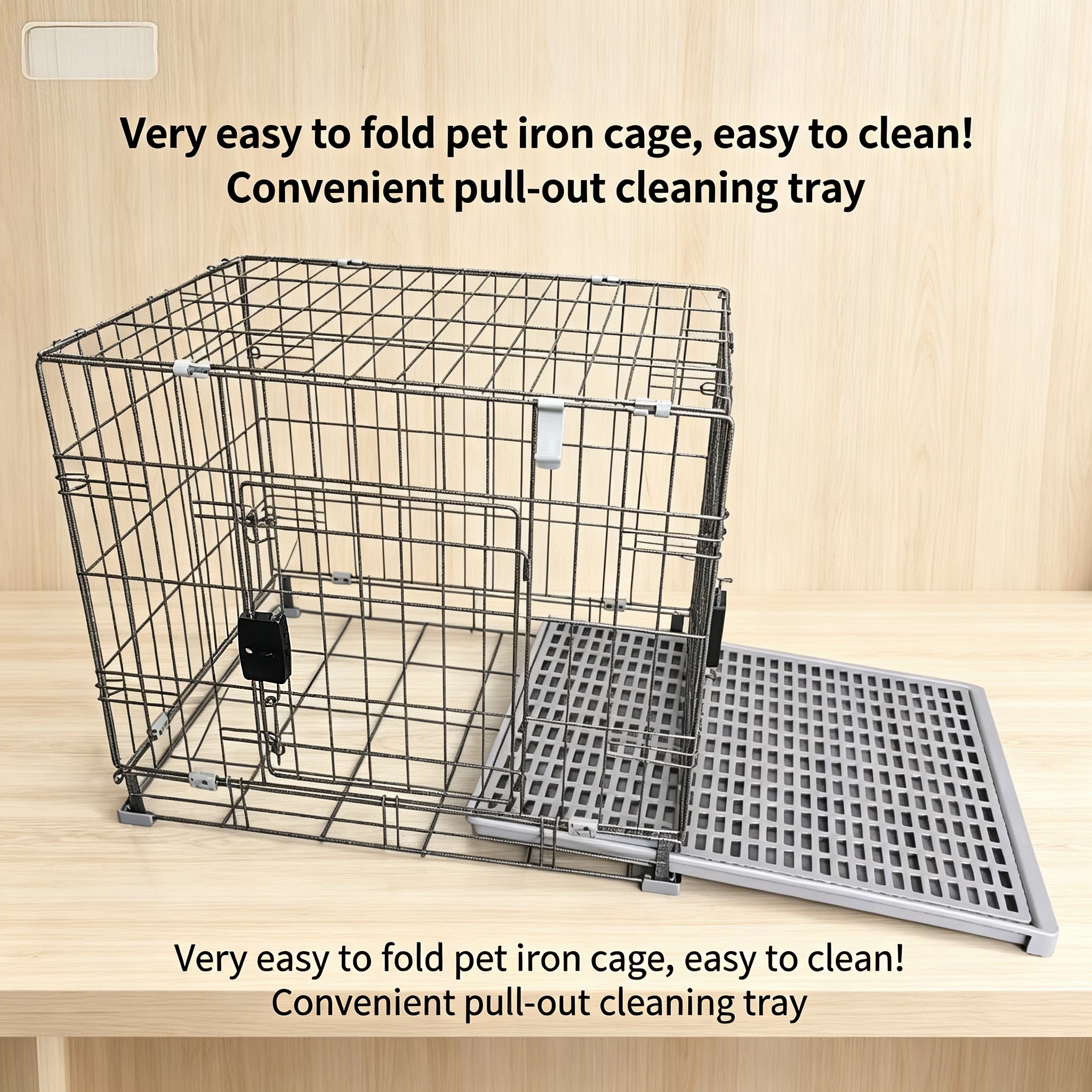 Foldable Large Metal Pet Crate Heavy Duty Collapsible Wire Kennel for Large Pets Large Foldable Iron Cage for Medium Large Dogs