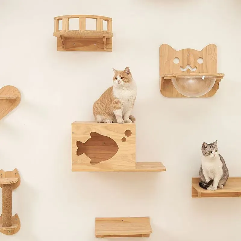 Factory Selling Panoramic Pet Indoor Furniture Luxury Cat Villa Tree House Wooden Cat House
