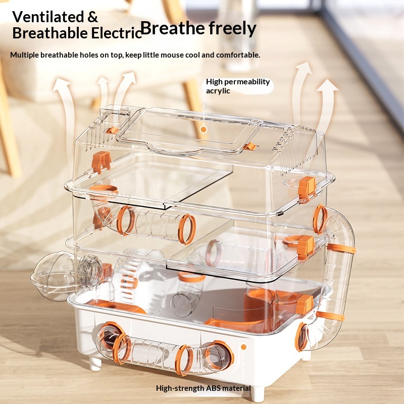 All-in-One 3-Story Hamster Cage, Large Multi-Functional Enclosure for Small Pets with Play Area &amp; Hideouts