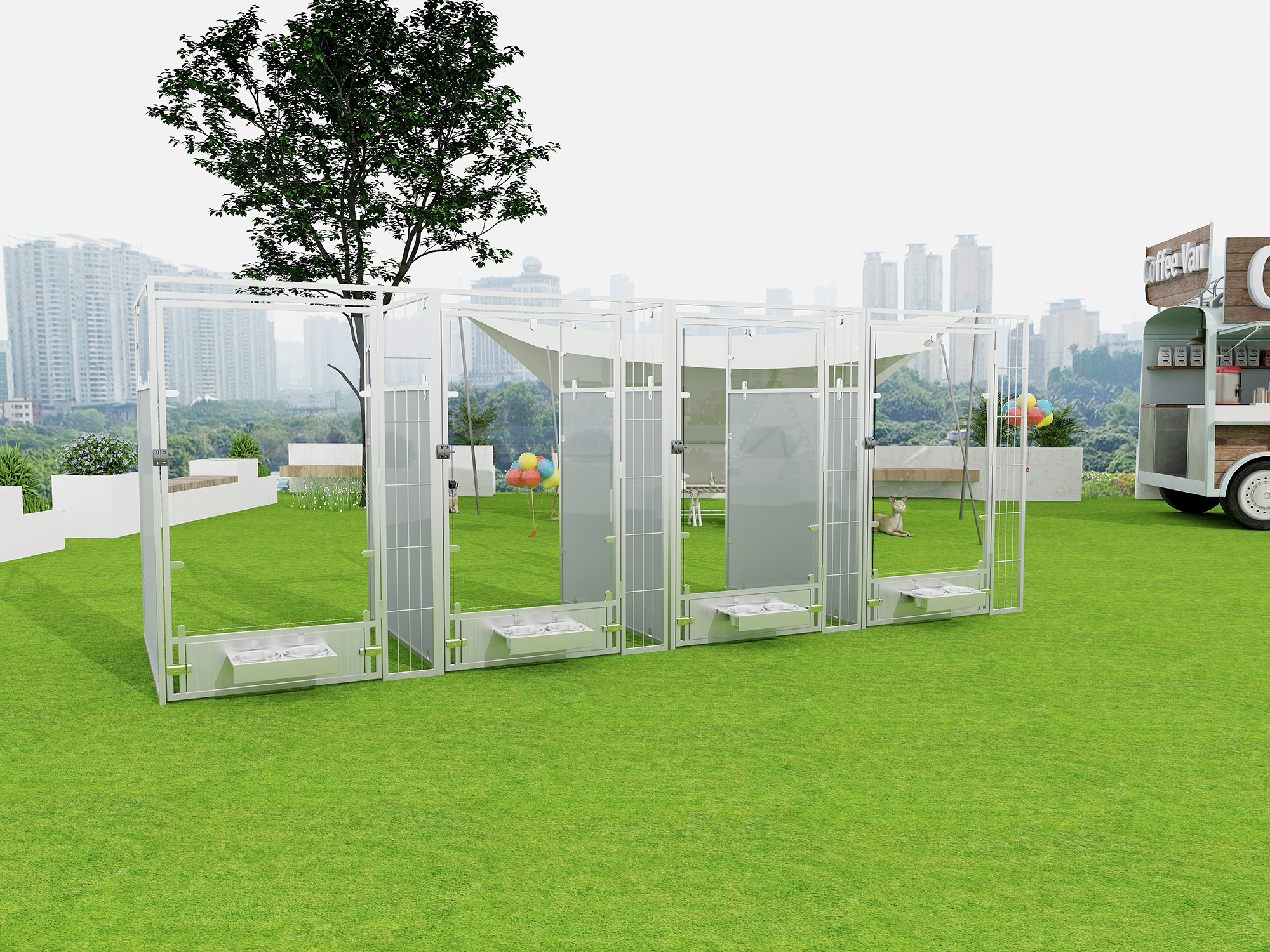Portable Friendly Modular Dog Cage Crate Luxury Dog Kennel Run Large Space With Customized Walk-in Pet Kennel
