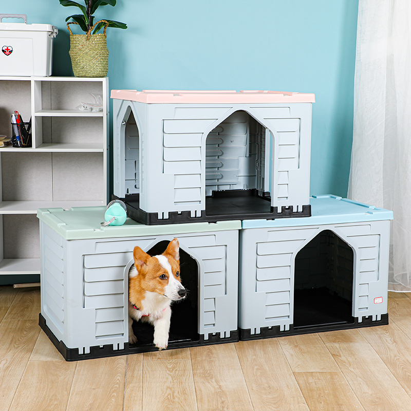 Waterproof Indoor Stackable Cat and Dog Cage Washable Joint Plastic with Print Pattern Home Pet Crates and Enclosures