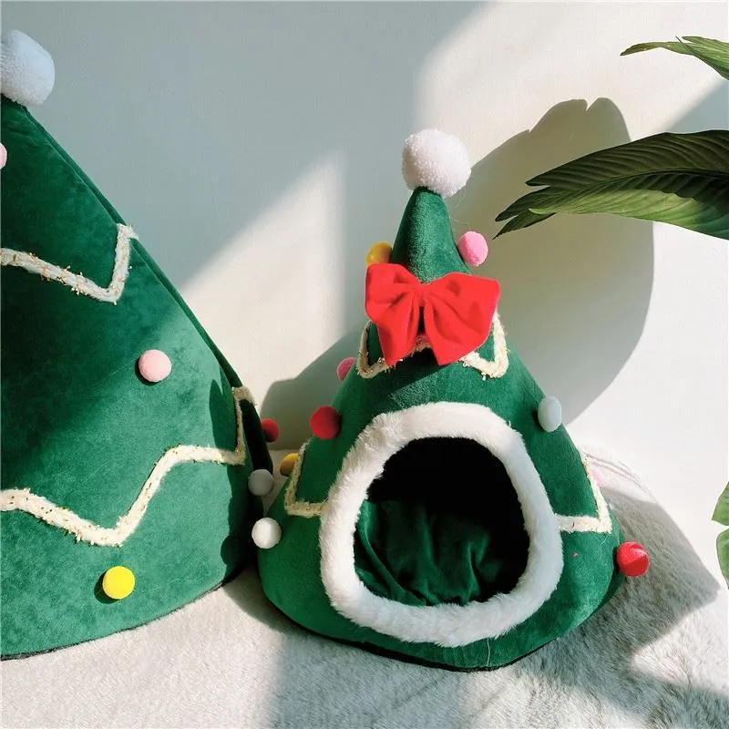 Winter Warm Soft Comfortable Christmas Cozy Nesk Bed Cat House Pet for Small Dogs