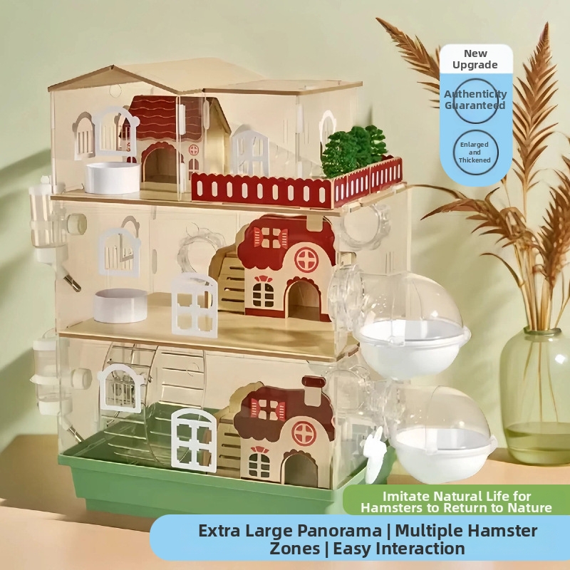 Deluxe Hamster Cage Sets Large Multi-Level Hamster Homes with Accessories Ventilated Transparent Enclosure