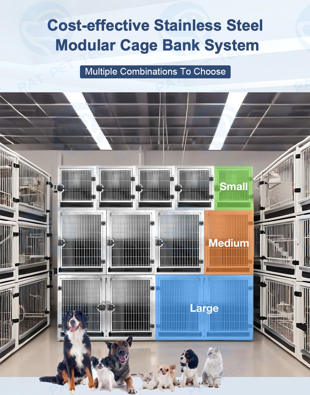 MOQ 1 in Stock Pet Cages &amp; Houses Dog Cat Cage Kennel Stainless Steel Indoor Medium Large Small Pet Cage