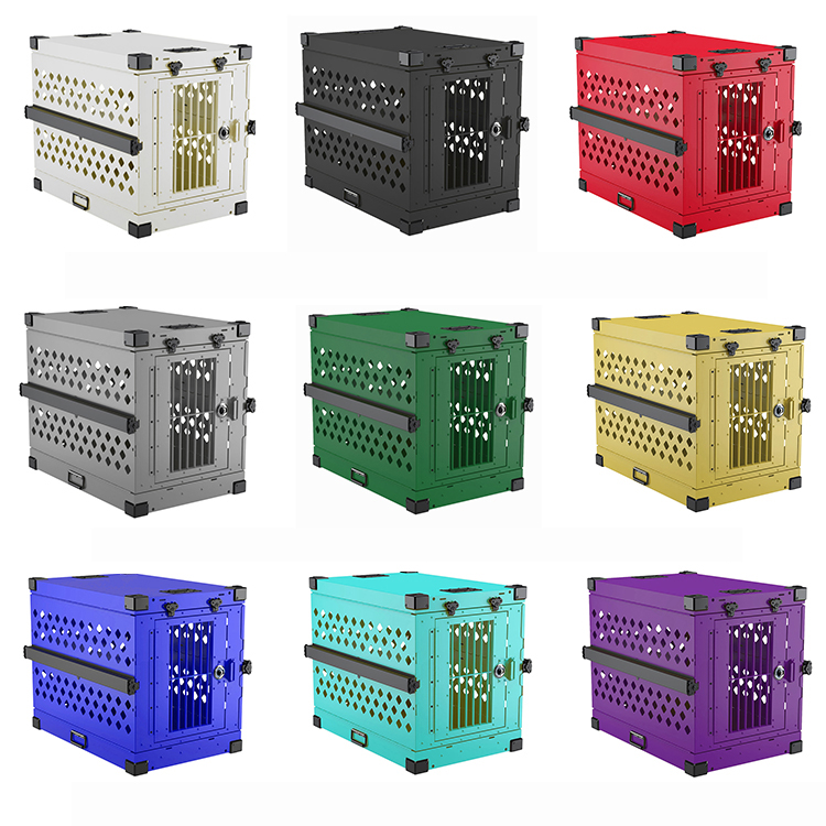 Easy to Carry Durable Large Metal Dog Cage Heavy Duty Aluminum Folding Portable Dog Crate Animal Dog Kennel Box for Car
