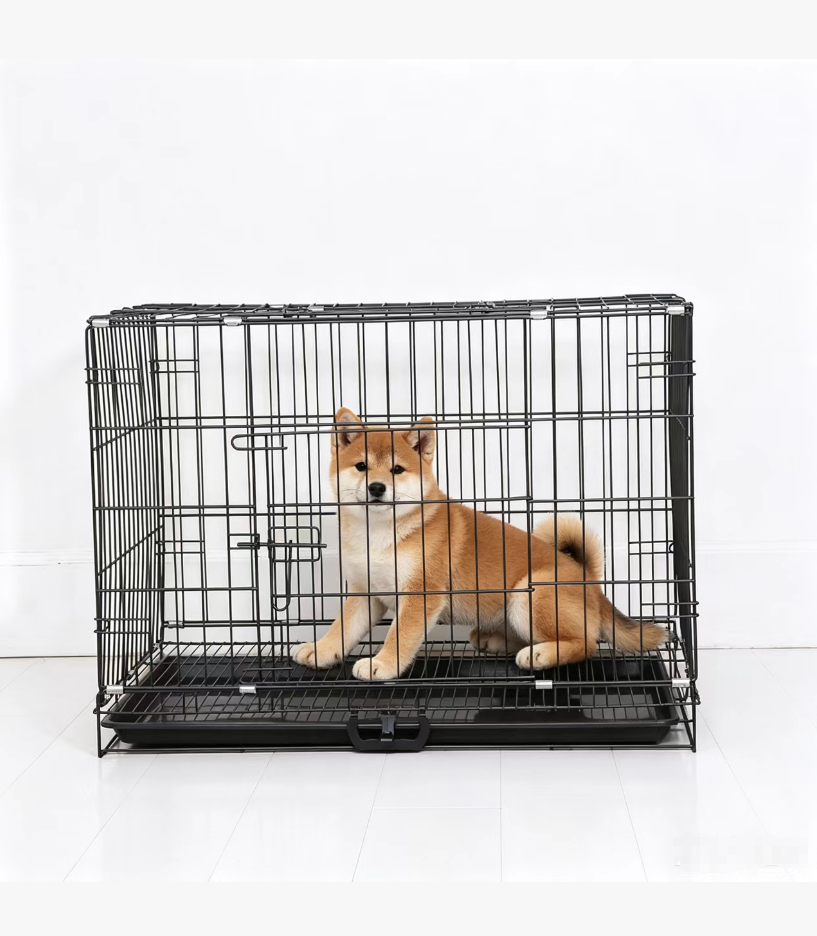 Foldable Metal Wire Dog Cage with Removable Tray Portable Pet Crate for Small Medium Dogs&amp; Catt Collapsible Indoor Pet Kennel