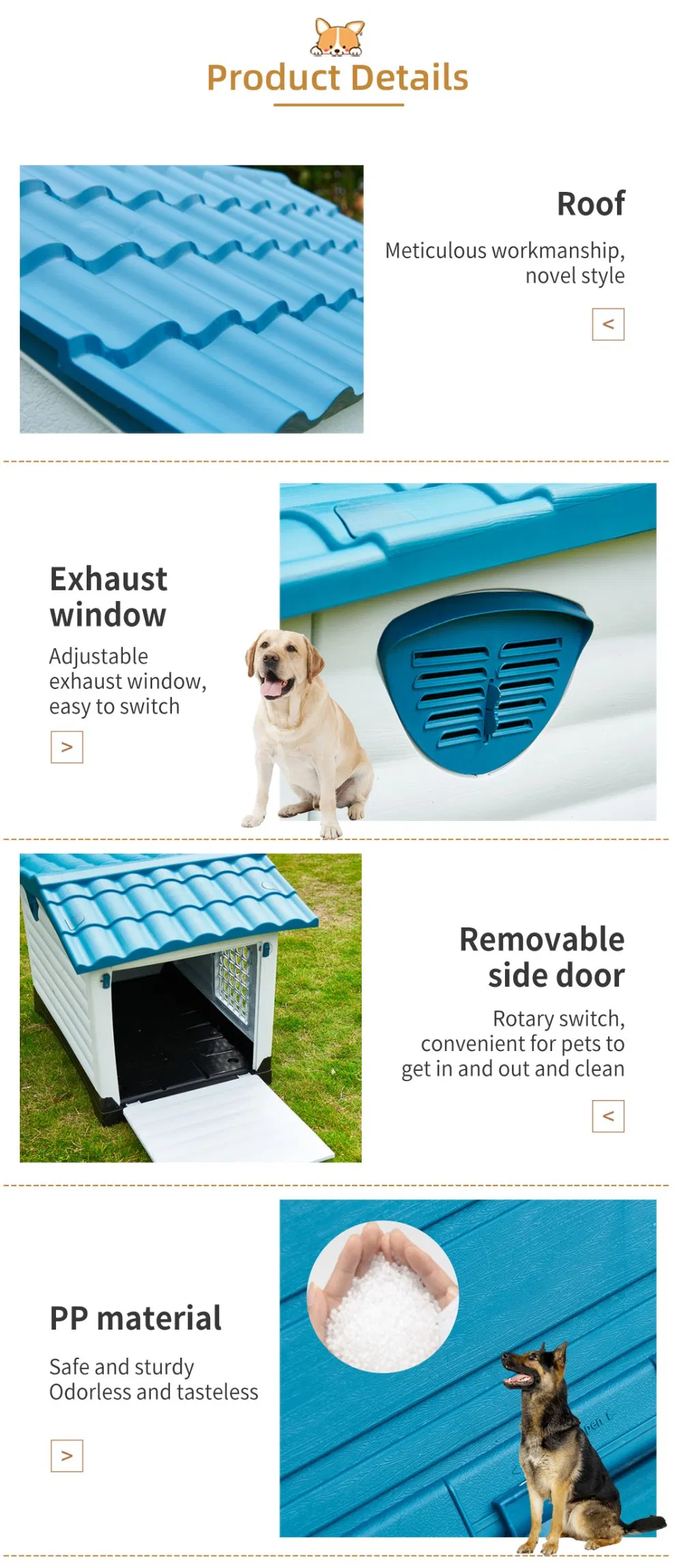 Wholesale Modern Big Plastic Waterproof Large Dog House Outdoor Indoor Luxury Pet Kennel Igloo Dog Bed House for Sale