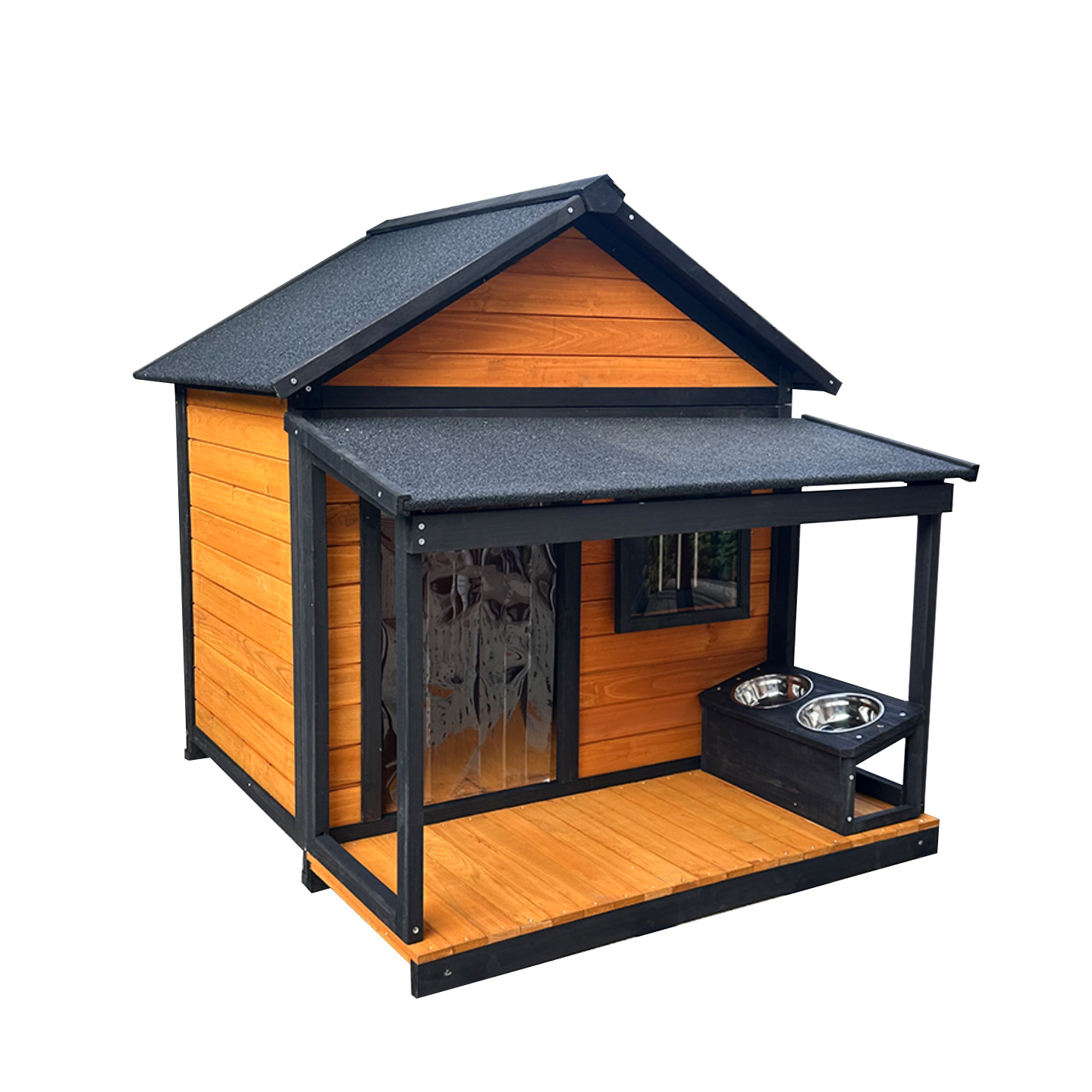 Outdoor Dog House Four Seasons Universal Wooden Kennel Rainproof Sun-proof Golden Hair Dog Villa No Assembly Required