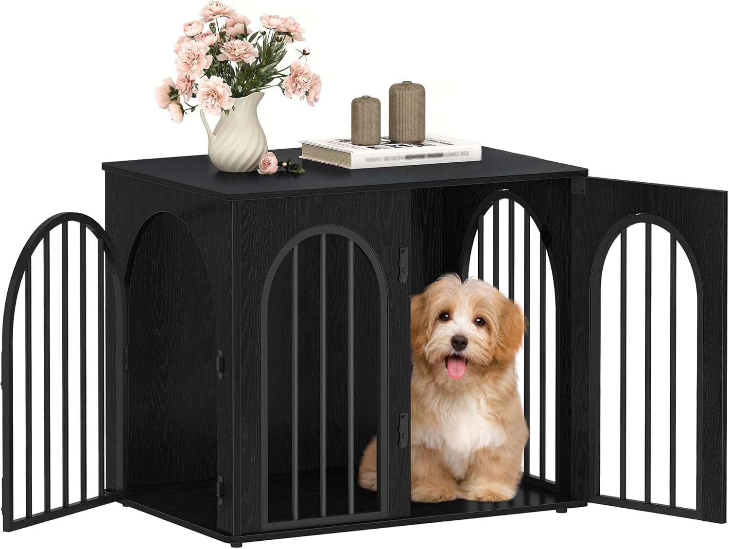 Modern Luxury Wooden Dog Crate for Medium Dogs Furniture Indoor Pet Cage Removable Tray Easy Assembly Multifunctional Solid Wood