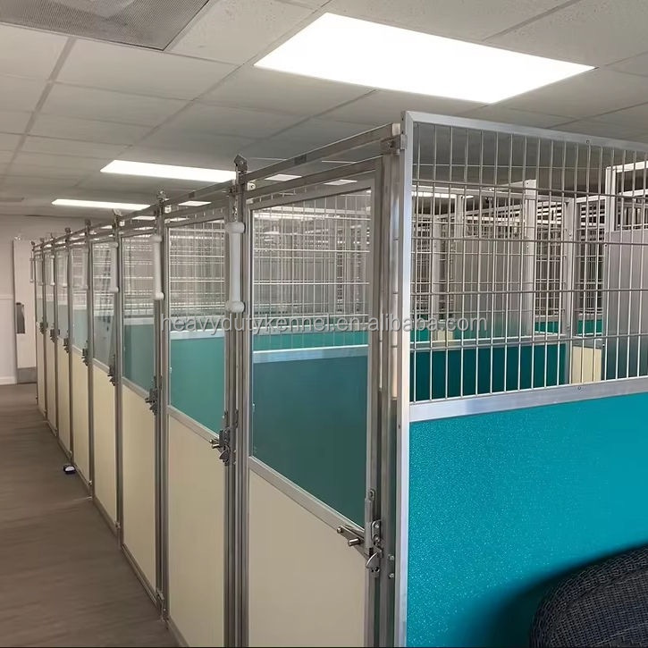 Dog Veterinary Cage Kennel Combines Double Stacked Run System Raised Lower Floors and Drains Dog Boarding Kennels