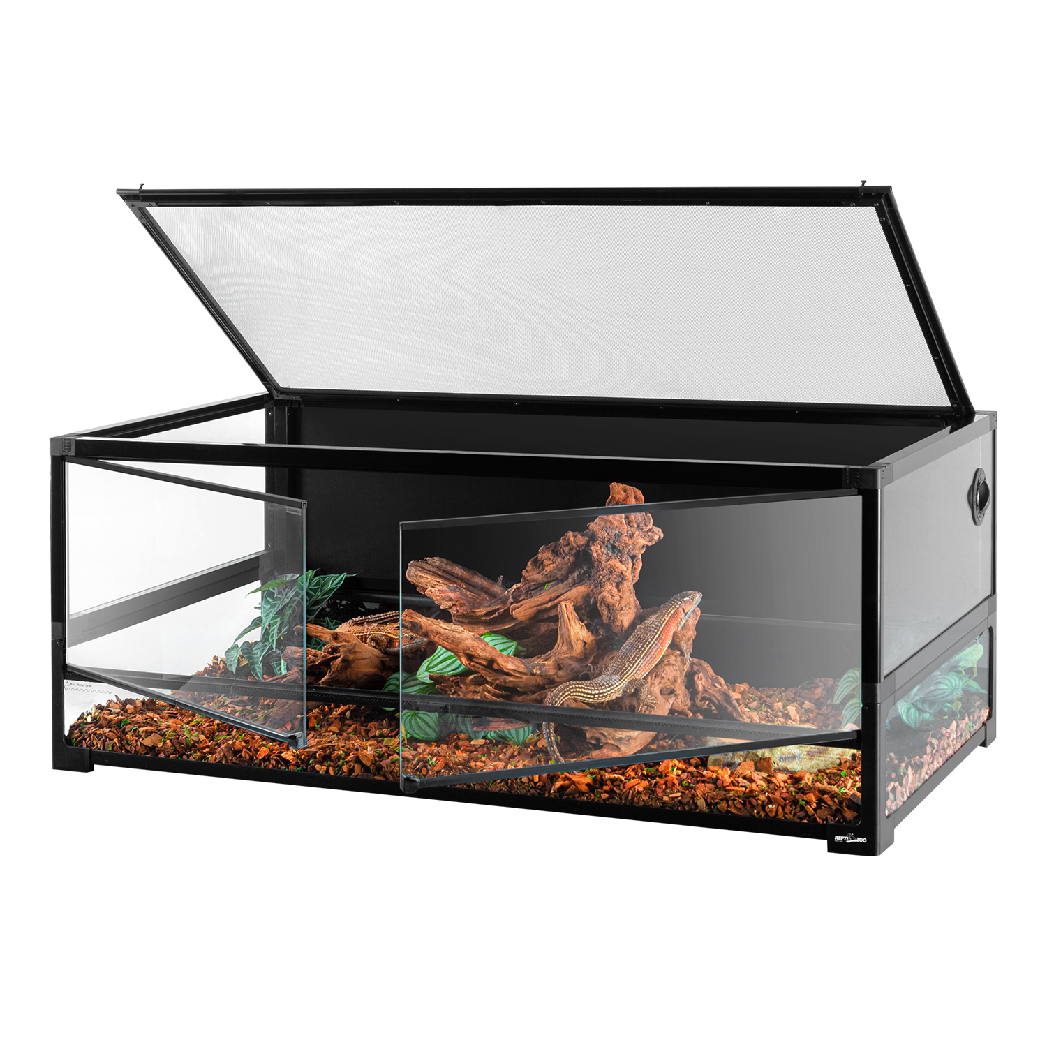 Reptizoo 48-Inch Folding Glass Reptile Terrarium for Lizards Turtles Snakes Pet Cage Beard Dragon Enclosure with Ventilation