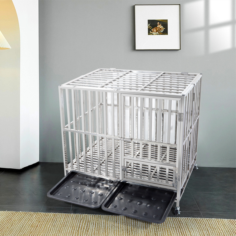 Heavy Duty Stainless Steel Dog Cage Kennel Crate and Playpen for Training Small Dog Indoor Outdoor with Doors &amp; Locks Design