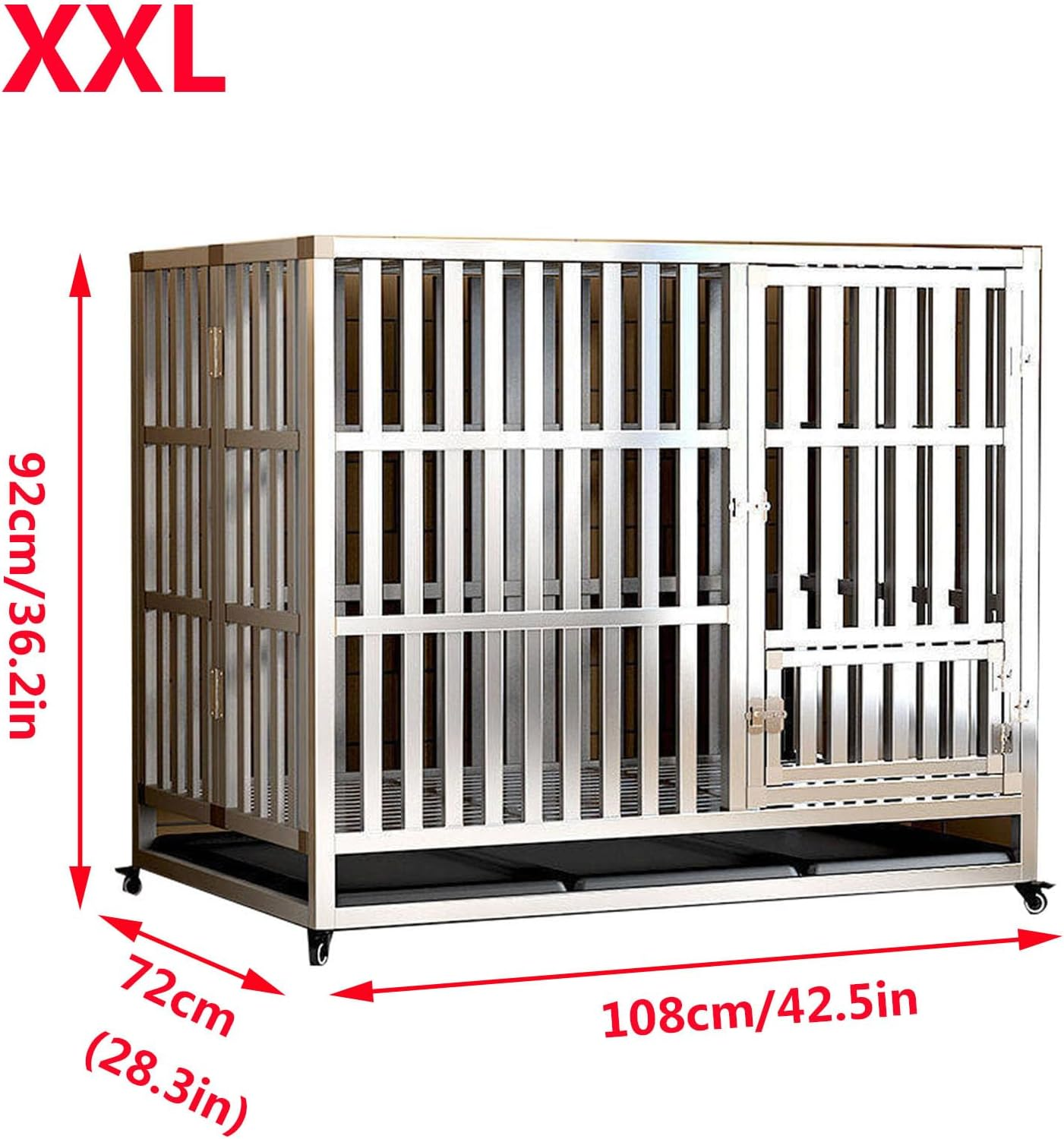 Heavy-Duty 48inch Large Size Metal Dog Cage Foldable Stainless Steel Large Dog Crate