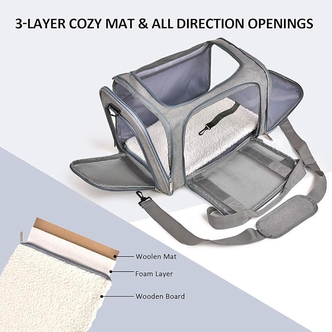 Portable Airline Approved Cat Dog Pet Carrier Nylon Fabric 10kg Capacity Mobile Backpack Style Small Dog Carrier Soft Sided TSA