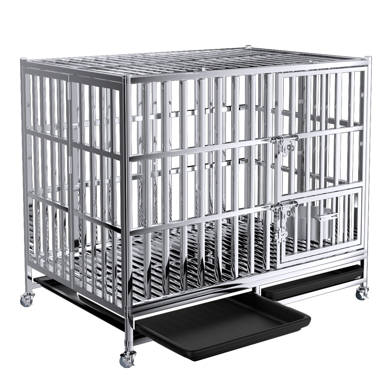 Heavy Duty Stainless Steel Dog Cage Kennel Crate and Playpen for Training Small Dog Indoor Outdoor with Doors &amp; Locks Design