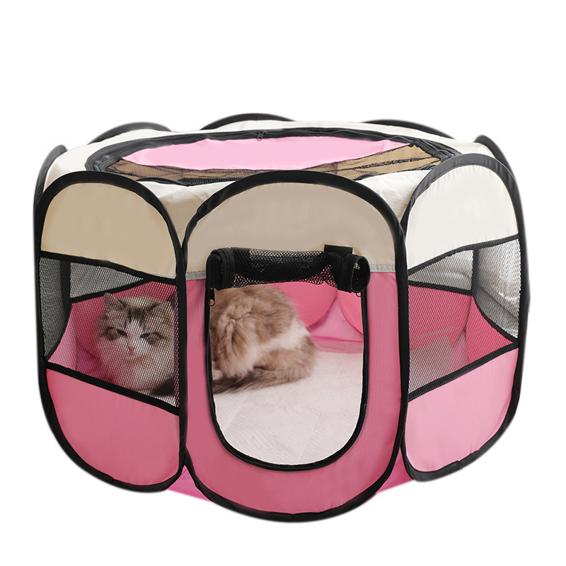 Pet Portable Foldable Playpen Exercise Kennel Dogs Cats Indoor/Outdoor Tent With Carrying Case Collapsible Travel Bowl