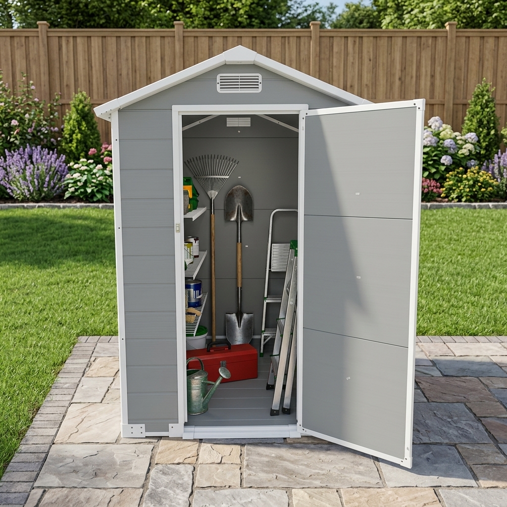Garden Plastic Outdoor Storage Shed With Floor Patio Shed With Window And Lockable Door Eco-Friendly