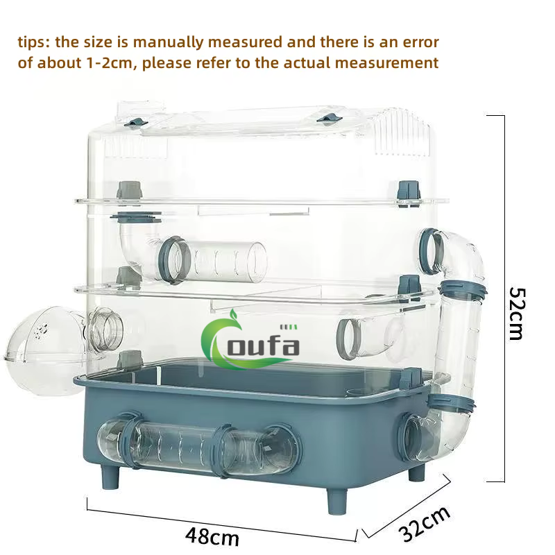 Luxury Large Space Plastic Eco-friendly Full Set Golden Bear Oversized Villa Hamster Cage Combination Small Animal Supplies